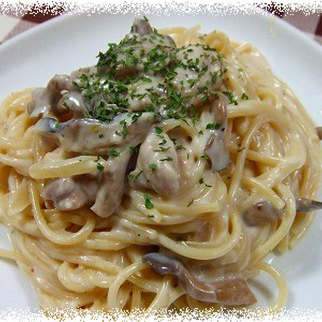 ☆レンジで簡単！！ホワイトソースできのこクリームパスタ☆