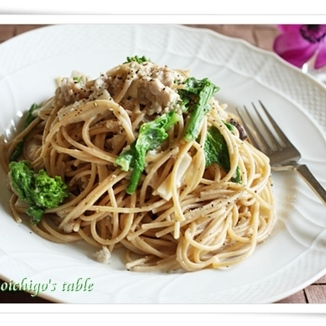 菜の花の豆乳塩麹パスタ♪