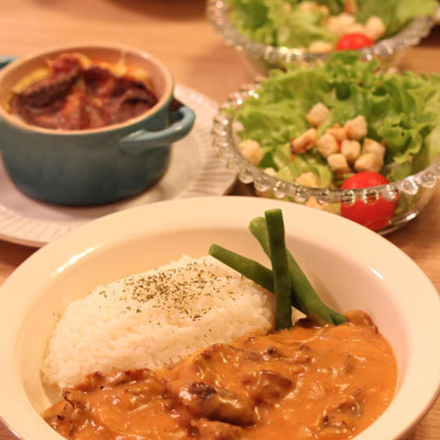 ビーフストロガノフのお夕飯