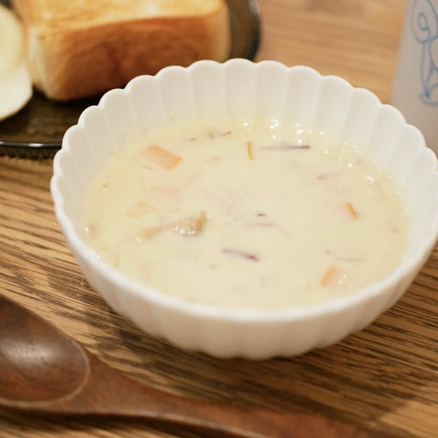 【レシピ】さつまいも豆乳味噌スープ｜和食・洋食どちらにも合う｜秋冬にぴったりのほっこり優しい味