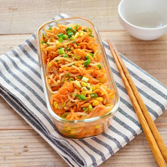冷やしておいしい。切り干し大根と豆もやしのキムチ風