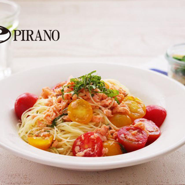 【542kcal】鮭とミニトマトの冷たいパスタ献立♪