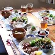 牛タン定食。梅シロップの準備。