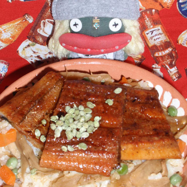 鰻の五目ご飯＆鰻と水菜のサラダ（お家カフェ）