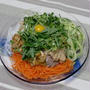 夏はさっぱりと野菜を食べよう！！豚もも肉のおろし味噌漬け添え　冷やし3色野菜麺