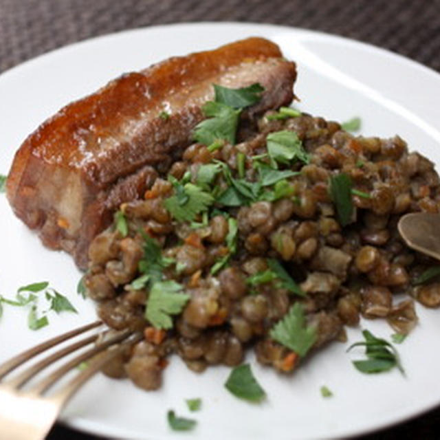 塩豚バラ肉のレンズ豆煮