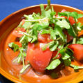 トマトとクレソンのサラダ、オニオンドレッシング。手作りドレッシングでシンプルサラダをおいしく。
