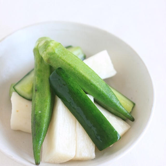 レシピ「白だしで長芋と胡瓜とオクラのお漬物」と最近のぬか床・ぬか漬けのこと♪