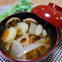 根菜の味噌汁と牛肉とさつまいもの炒め煮