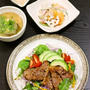 サラダ仕立て！アボカド豚丼 / 柿と蓮根のシャキシャキサラダ