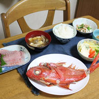 金目鯛の煮付けとシャキシャキじゃがいもサラダでうちごはん（レシピ付）