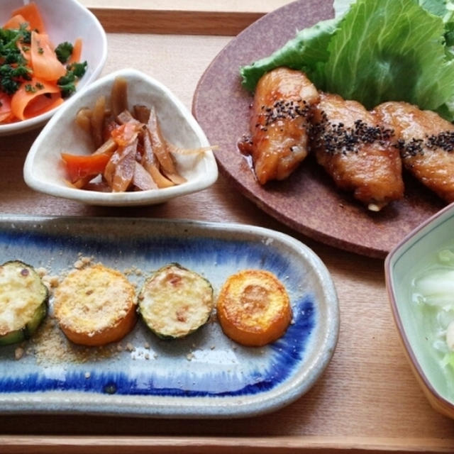 ズッキーニの☆ソテー　と　正一郎画伯。