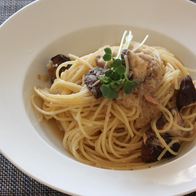 原木椎茸とツナのおろしポン酢パスタ