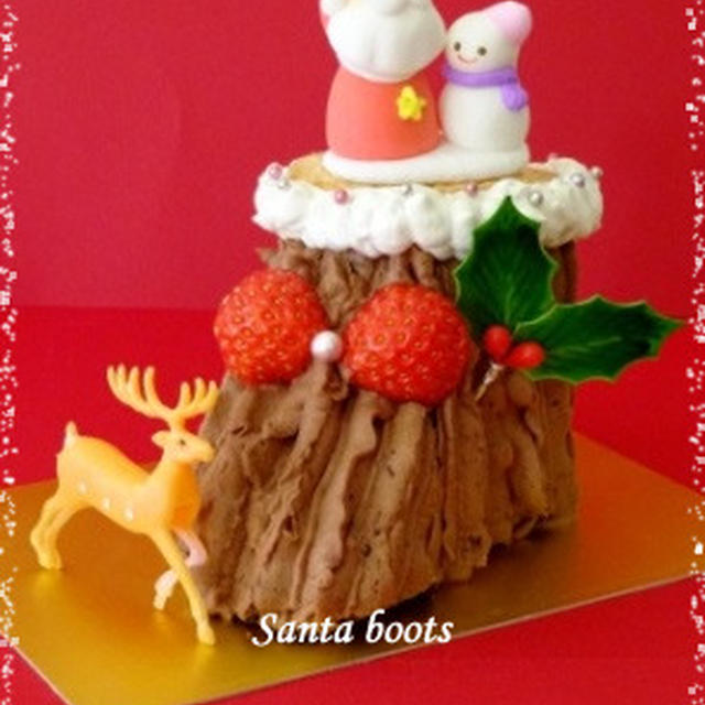 クリスマスに・・サンタブーツのチョコロールケーキ☆