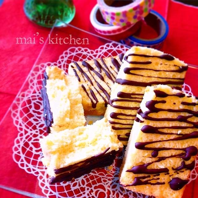 簡単♡チョコがけブッセ風ケーキ♡