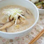 柚子こしょう風味の鶏団子入りピリ辛豆乳にゅうめん
