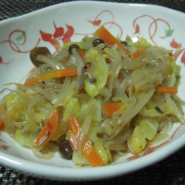 キャベツと春雨のあん野菜炒め