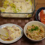 さぼり飯。シーチキン炊き込み御飯と豚バラと白菜のミルヒィーユ蒸し