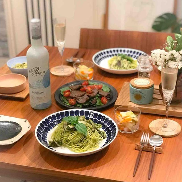 【献立・レシピ】大葉&バジルのジェノベーゼで夜ごはん