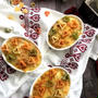 ラブリーなハートパスタで！酒粕のヘルシーエビグラタン
