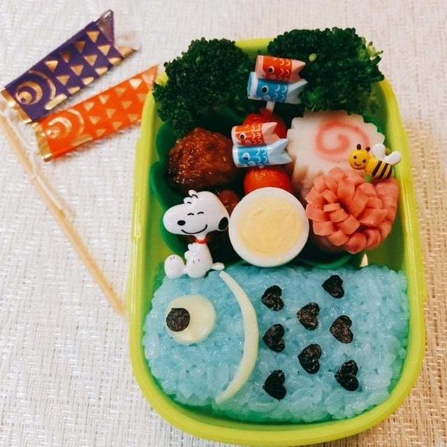 鯉のぼりおにぎりでこどもの日弁当【デコ弁】