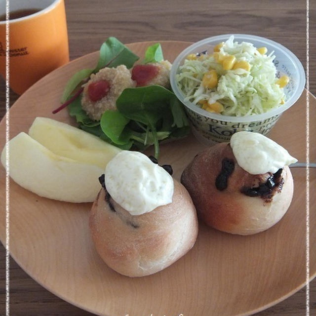 今朝の朝ごはん☆手作りﾁｮｺﾊﾟﾝのﾜﾝﾌﾟﾚｰﾄ