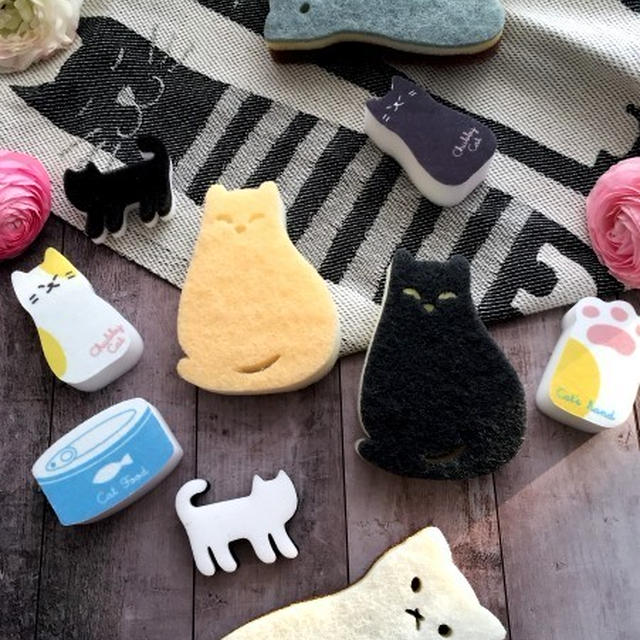 ダイソーのねこちゃんスポンジがかわいい～！
