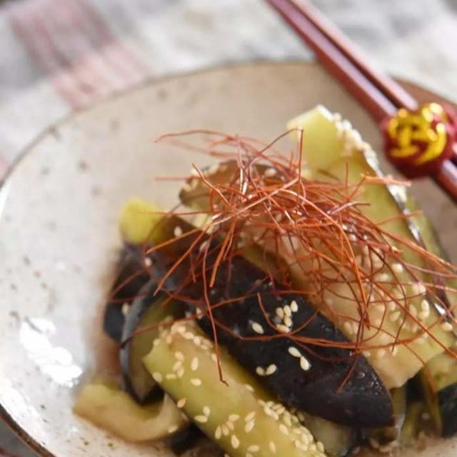 5分で爆速完成！レンジで作れる「ナスのナムル」