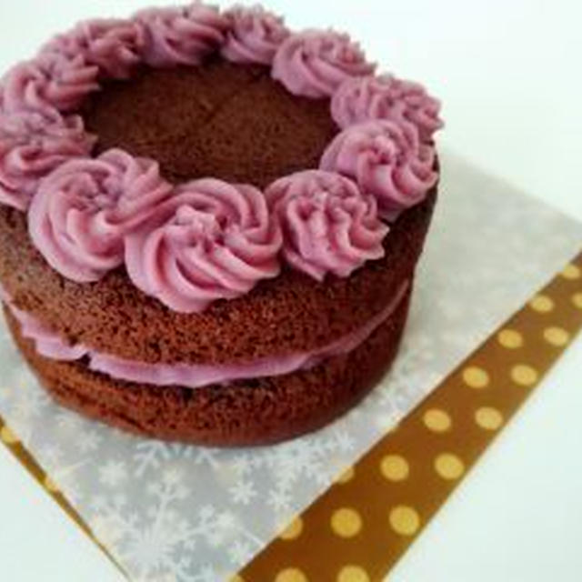 犬用デコレーションケーキ【キャロブと紫のデコレーションケーキ】