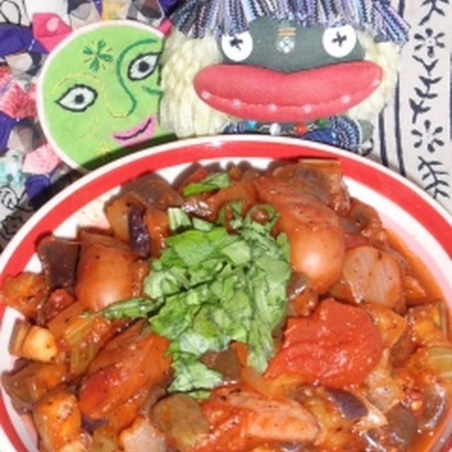 茄子とソーセージのカポナータ風＆パプリカのカレーサラダ（お家カフェ）