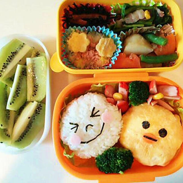 のんちゃんママの作ったLINE弁当＆さきちゃんママからのインゲンで♪