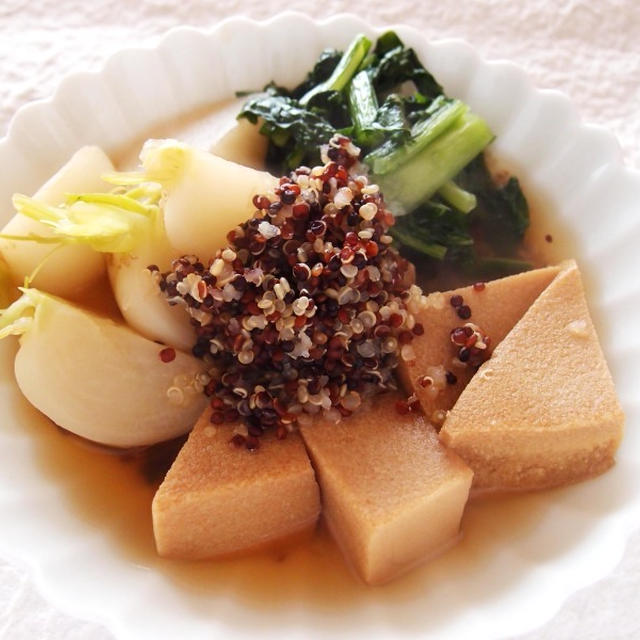 かぶと高野豆腐とキヌアの煮物