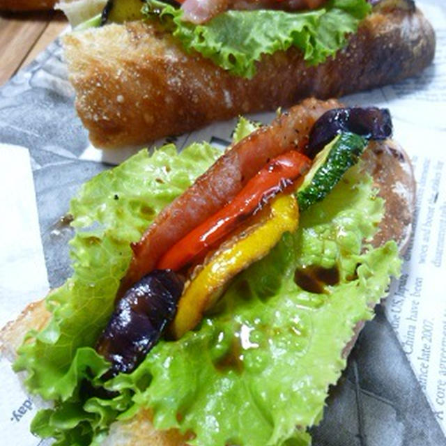 ベーコンと夏野菜のグリルバルサミコソース！