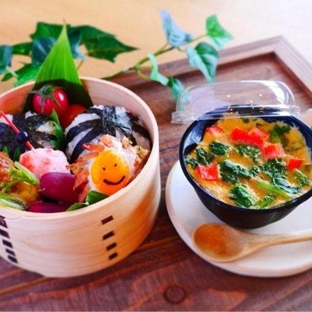 娘のお弁当＋あったかレンチン茶碗蒸し