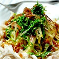 豚しゃぶとみょうがの梅しそパスタ