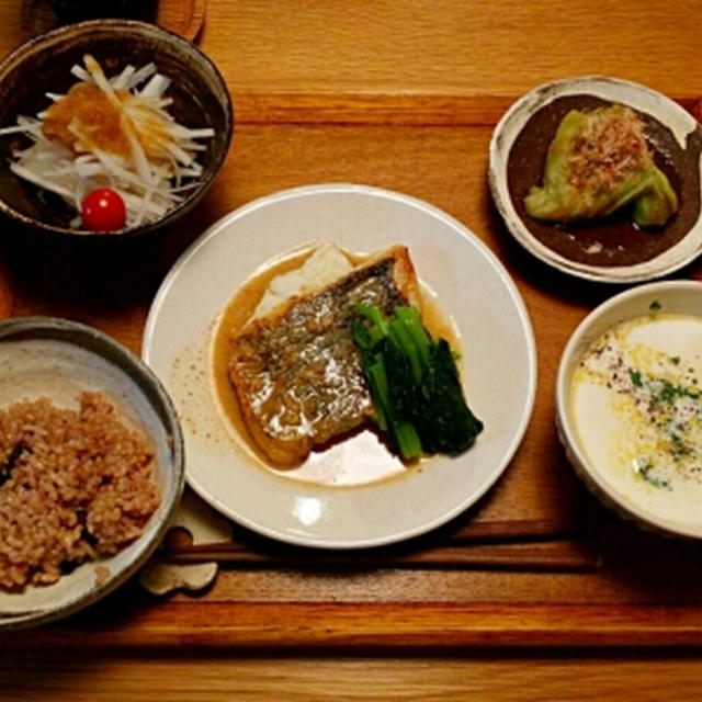 釣った魚♪スズキの粒マスタードソース