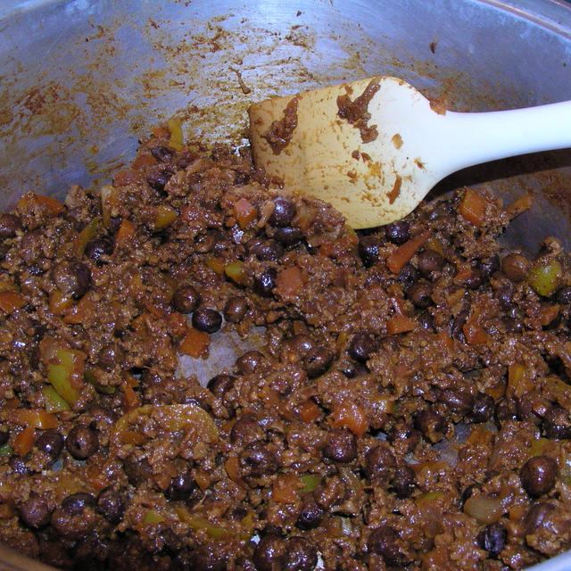 エンドウ豆の高野豆腐のなんちゃって味噌キーマカレー