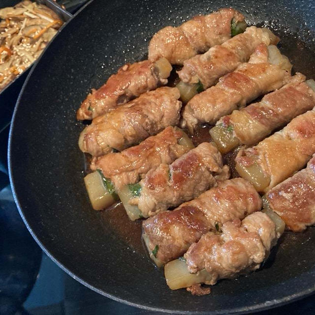 こんにゃく肉巻き＆手割りポテト♪