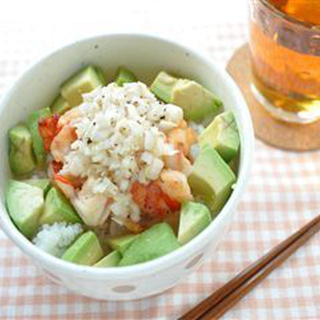 ネギ塩☆えびアボカド丼