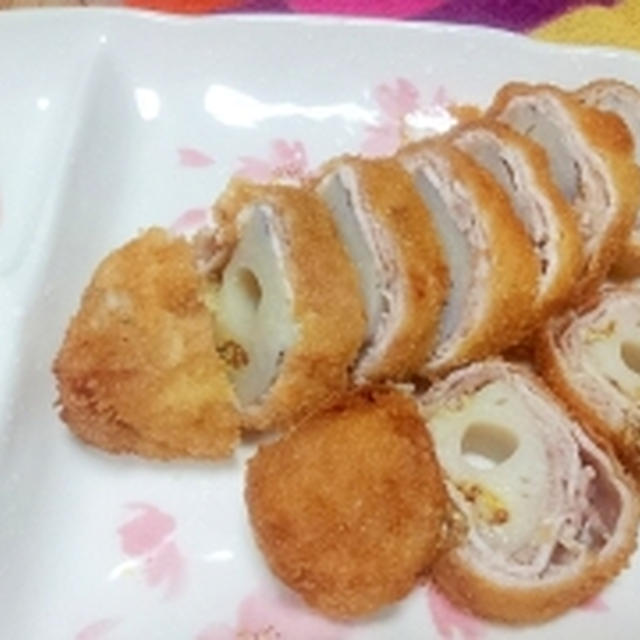 カリカリ　お肉を巻いてレンコンフライ