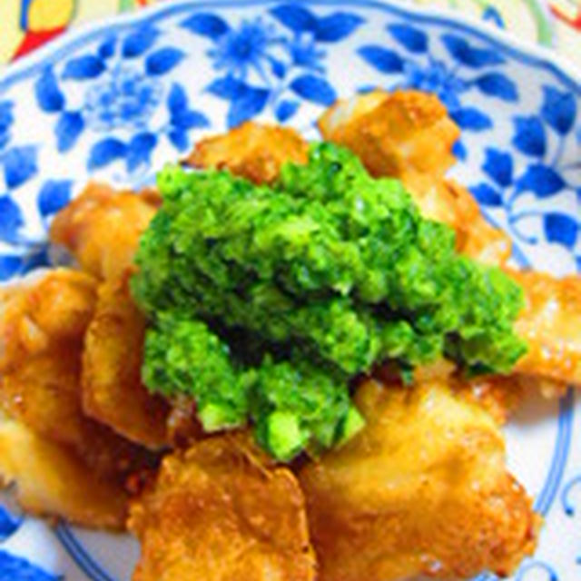 「鱈の唐揚げ　～春キュウリの和ソース添え～」