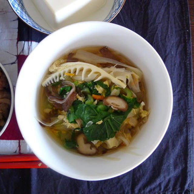 真竹と椎茸 ときくらげの中華スープ