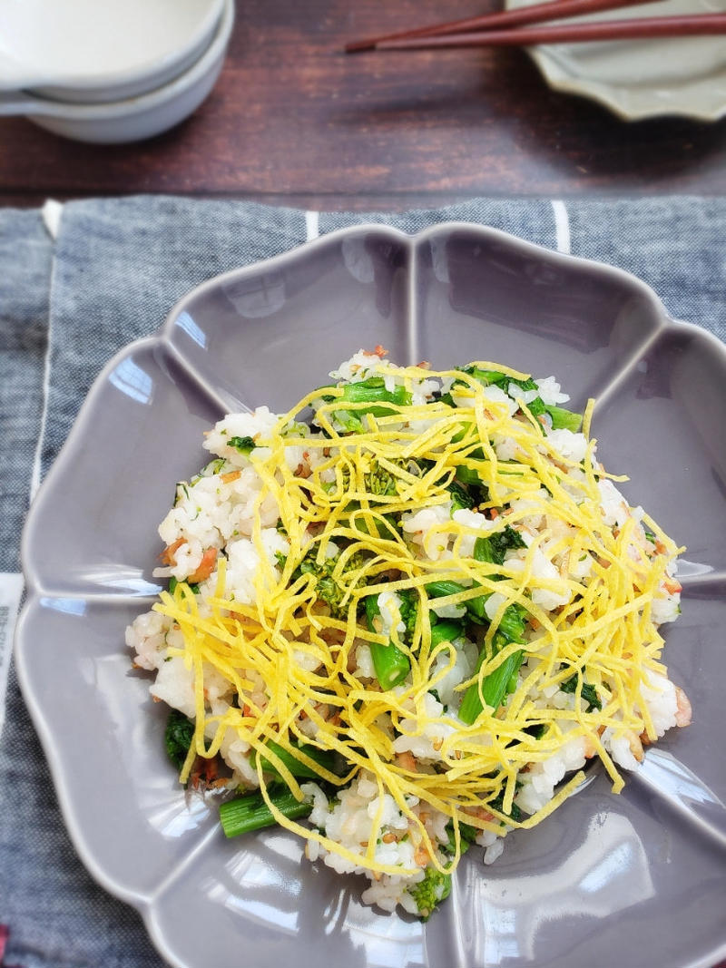 ～お子様も食べられる♪～【菜花と桜えびの混ぜご飯】#作り置き #お弁当 #混ぜご飯