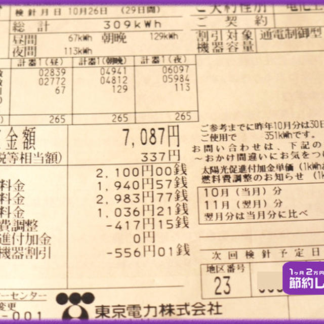 10月の電気代
