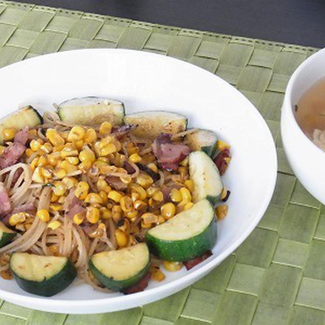 ズッキーニととうもろこしのパスタ☆バター風味