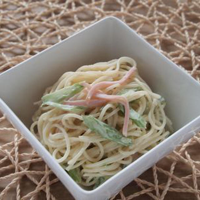 ママー・早ゆでサラダパスタでパスタサラダ柚子胡椒風味と”いっぷく”
