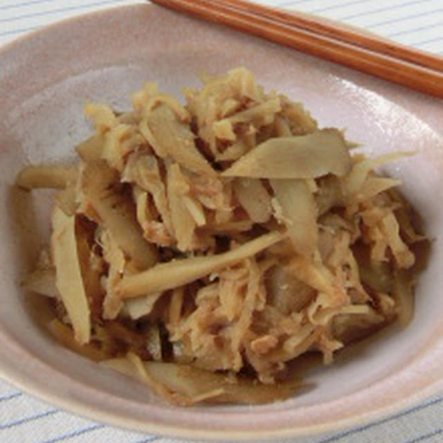 旨味がギュギュと詰まった☆ゴボウと切干大根とツナの新ショウガ煮