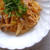 エリンギと豚肉のパスタ、豆乳ソース。