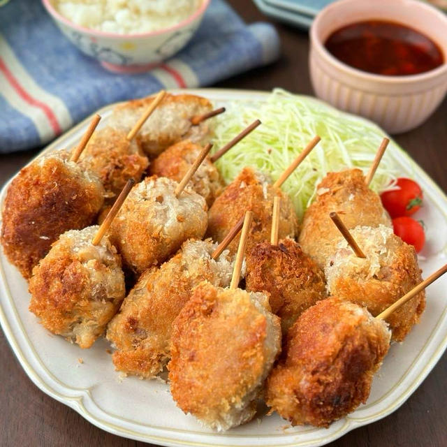 勝負に…☆豚こまと焼き麩豆腐で作る大阪名物串カツ