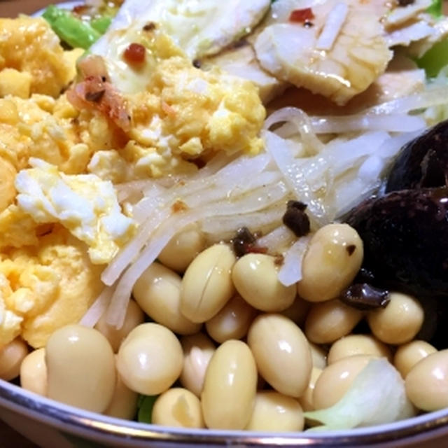 大豆・紫花豆・干し大根入りのサラダ＆昨夜の夕飯♪